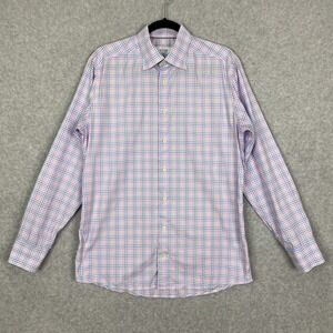 Eton Shirt Mens L Slim Multicolor Plaid Dress Cotton Button Down
